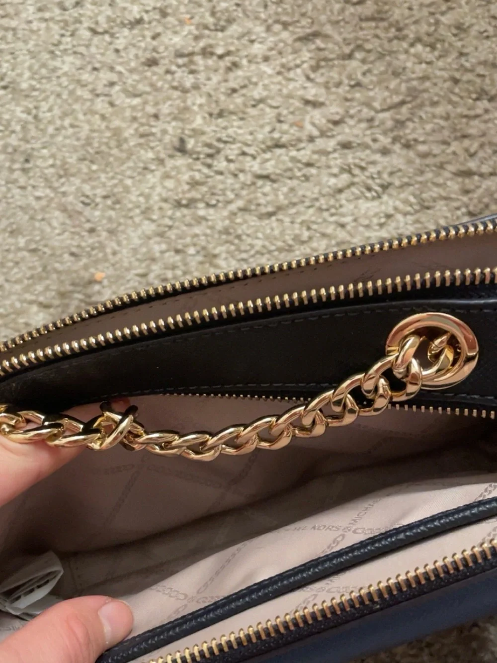 Michael Kors Tri-Tone Leather Crossbody in Blue, White & Black